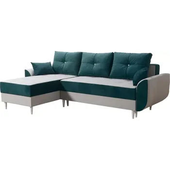 Sedací souprava Rohová sedací souprava Skandi, zelená/sv.šedá / dřevo bílé (loca 15/30), levá