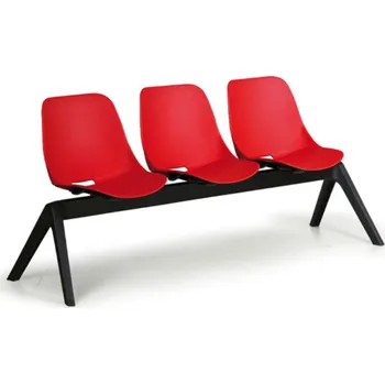 B2B Partner Plastová lavice do čekáren MONOSHELL, 3-sedák, červená