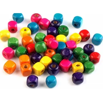Dětské navlékací korálky Dřevěné korálky kostka 8x8 mm 20g