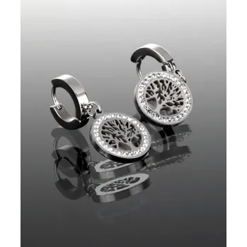 Náušnice Prosperk Náušnice z oceli Stromy života na kroužku S4056