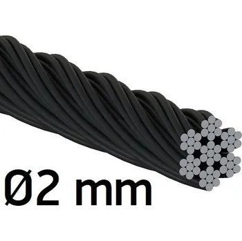Lano Nerezové lanko Ø2mm, 7x7 drátů, černé, INOX AISI316