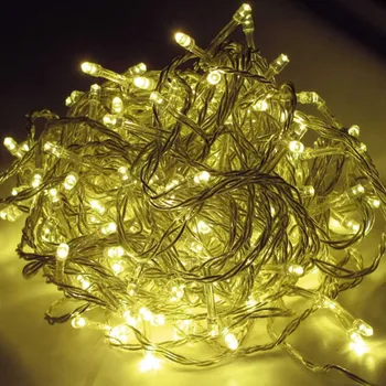 Vánoční dekorace Řetěz do zásuvky teplá bílá 500 LED 50 m vnitřní i venkovní transparentní kabel