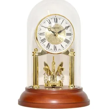 Hodiny Rhythm CRG121NR06 Stolní hodiny Rhythm hnědé/zlaté