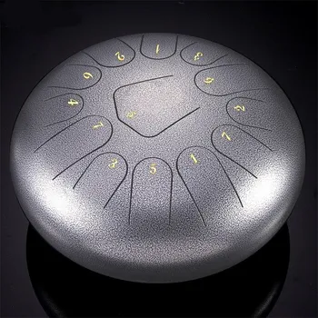 Bicí nástroj Hütermann Tongue drum - 12' (30cm), 13 tónů, C-dur - Šedý, s příslušenstvím