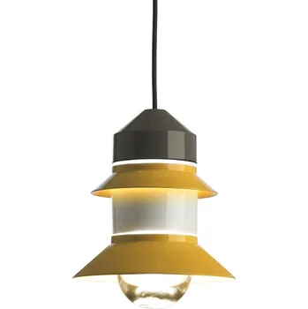 Venkovní osvětlení Venkovní závěsné svítidlo MARSET Santorini, IP65, hořčicová barva - Stříška - Ø 11,2 cm, výška 3,5 cm; Ø lampy 10 cm hořčicová (RAL 1032), transparentní 1 x 15 W LED - Doprava zdarma