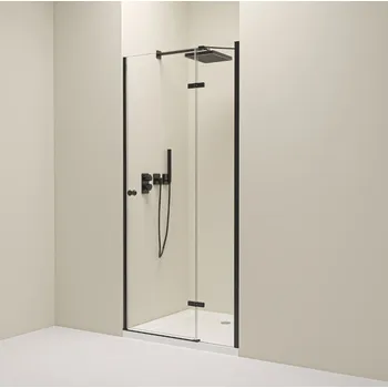 Erga Bern, 1-křídlé dělené sprchové dveře do otvoru 100x195 cm, 6mm čiré sklo, černý profil, ERG-V02-BERN-D100-BK