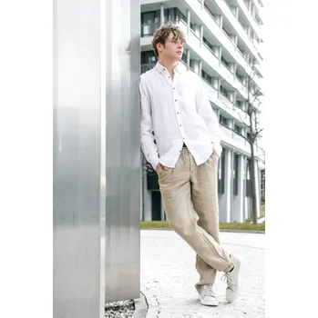 Pánská košile Pánská lněná košile Barva: Bílá, Velikost: 3XL, Střih: REGULAR