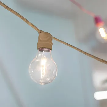 Lampička Víla Newgarden Allegra LED s jutovým kabelem - Délka přívodního potrubí 300 cm; vzdálenost mezi hořáky 50 cm transparentní, hnědá, černá 10 x 0,2 W LED - Doprava zdarma