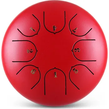 Perkuse Hütermann Tongue drum - 6' (15cm) 8 tónů, D-dur - Červený, s příslušenstvím