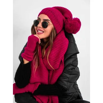 Šála Dámský komplet šál, čepice a rukavice KPL50-23 fuchsia, VELIKOST UNI
