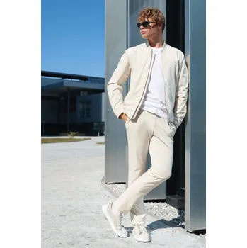 Pánské kalhoty Pánské kalhoty Barva: Béžová, Velikost: 54, Střih: SLIM FIT