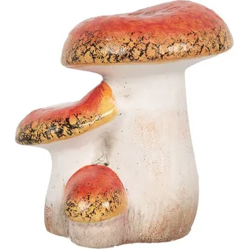 Bílo-červená keramická dekorace houby Muchomůrky - 10*9*12 cm