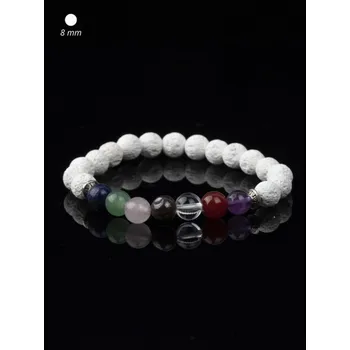 Náramek Prosperk Krásný čakrový náramek s bílou lávou S0151