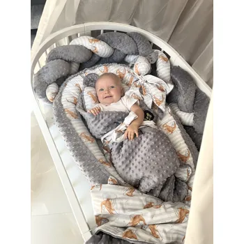 Hnízdečko pro miminko MIMOUŠEK Set do postýlky autorská bavlna klokan a koala šedá minky