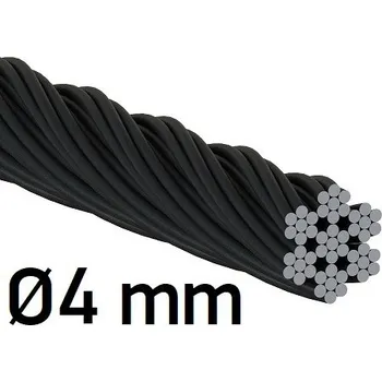 Lano Nerezové lanko Ø4mm, 7x7 drátů, černé, INOX AISI316
