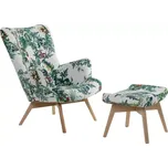 Křeslo Grande s podnožkou, béžová/ořech (luis-mil 7247)