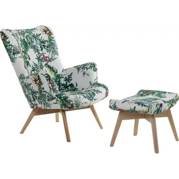 Křeslo Křeslo Grande s podnožkou, béžová/ořech (luis-mil 7247)