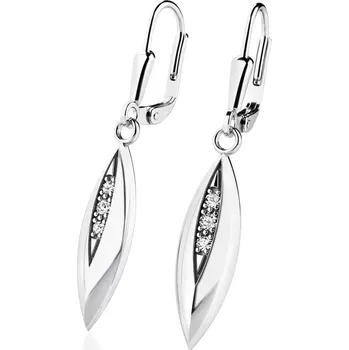 Náušnice Dámské náušnice bílé zlato 585/1000 přírodní diamant 0.044 ct G/SI visací 10974-B-DIA