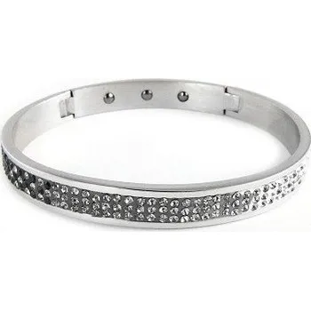 Náramek Prosperk Náramek ocelový Swarovski krystalky šedé S4401