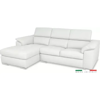 Sedací souprava Kožená rohová sedací souprava LOREN II, levá, bílá (madras - 122 white)