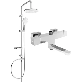 Vodovodní baterie Mexen Erik sprchový set s dešťovou sprchou a sprchovou baterií Zero, chromová, 77910205-00