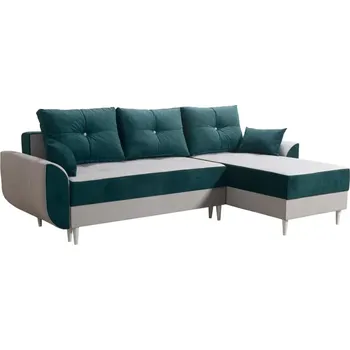 Sedací souprava Rohová sedací souprava Skandi, zelená/sv.šedá / dřevo bílé (loca 15/30), pravá