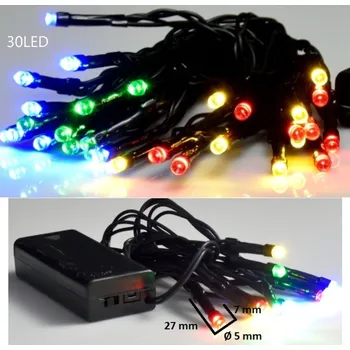 Vánoční dekorace Světelný řetěz 30 LED barevný mix multicolor vnitřní 4,5 m