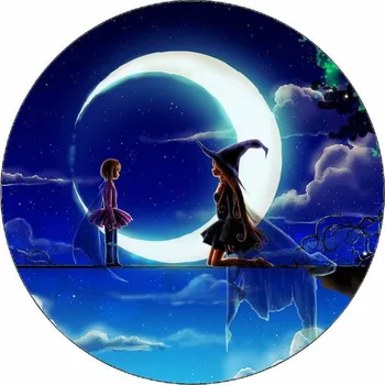 Jedlá dekorace na dort Jedlý papír čarodějka a měsíc 19,5 cm