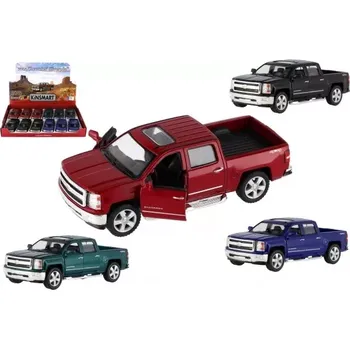 autíčko Teddies Auto Kinsmart Chevrolet 2014 Silverado kov/ 13cm 4 barvy na zpětné natažení 12ks v boxu
