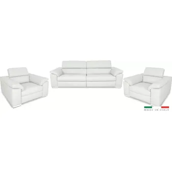 Sedací souprava Moderní kožená sedací souprava LOREN II 3+1+1, bílá (madras - 122 white)
