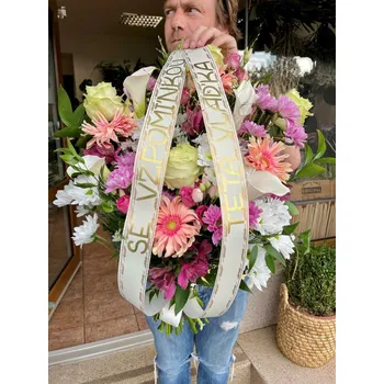 Smuteční dekorace Květiny Strašnice Smuteční velká kytice barevná 60 cm 35 cm