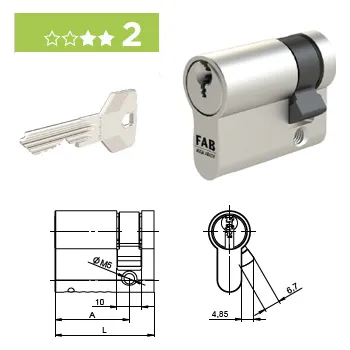Vložka do dveří Jednostranná bezpečnostní cylindrická vložka FAB 2P.01 PROFI / RC2