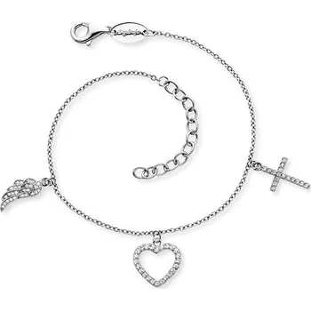 Náramek Stříbrný náramek ENGELSRUFER Andělské křídlo, srdce a kříž ERB-FLH-ZI