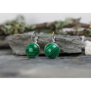 Náušnice Prosperk Náušnice ocelové s Malachitem S0013