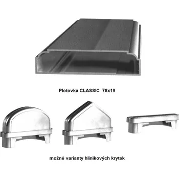 Plotovka Aluris Plotovka hliníková CLASSIC 78x19 Provedení povrch: bez laku -povrch hliník