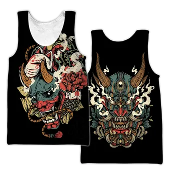Dámská vesta Letní vesta s potiskem 3D, tílko Samurai Oni Mask Velikost: M, Barva (Varianta): vesta 7