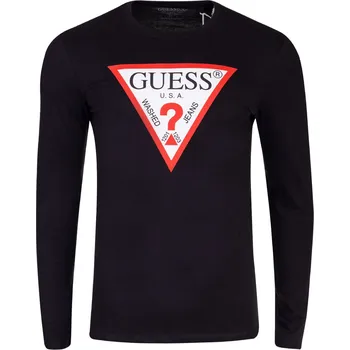GUESS PÁNSKÉ TRIČKO S DLOUHÝM RUKÁVEM CN LS ORIGINAL LOGO BLACK M2YI31I3Z14 JBLK Velikost: L