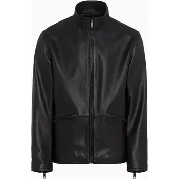 Pánská casual bunda PORSCHE DESIGN Roadster leather jacket Bunda kožená klasického střihu černá (Puristická kožená bunda z jehněčí kůže Nappa s vysokým límcem.)