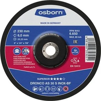 Brusný kotouč Osborn 3154540100 - Kotouč brusný pr. 150x4,0x22,2mm, na Nerez a kov, zrno AS 30 S INOX, Superior - tvarový