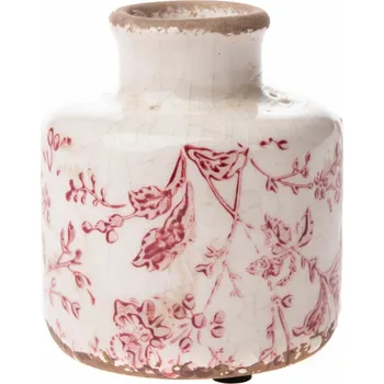 Váza Keramická váza Vintage flower, 9 x 10,5 cm, bílá