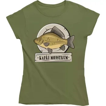 Dámské tričko Dámské rybářské tričko Kapří monstrum khaki
