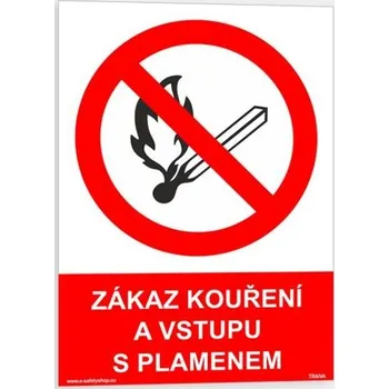 Traiva s.r.o. Zákaz kouření a vstupu s plamenem Verze: Samolepka 210 x 297 mm (A4) tl. 0.1 mm - Kód: 13883