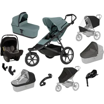 Kočárek Luxusní set Thule Urban Glide 3 Mid blue + korba mid blue + pláštěnka + moskytiéra + madlo + pláštěnka + moskytiéra + PIPA™ next caviar Autorizovaný prodejce