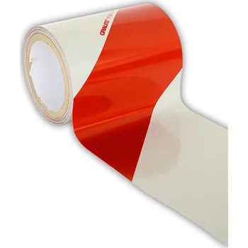 Výstražná páska Traiva s.r.o. Reflexní samolepící páska tř. 1 pro zvýšení viditelnosti - červeno-bílá, Verze: Levostranná - 140 mm x 9 m - Kód: 01195