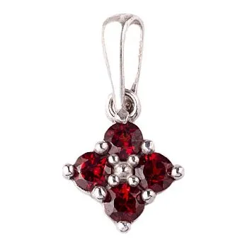 Přívěsek granát - stříbrný přívěsek - květina (1006) povrchová úprava: zlacené