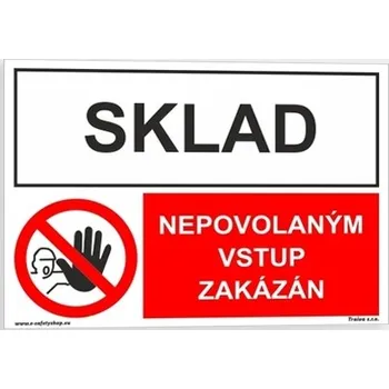 Traiva s.r.o. Sklad Nepovolaným vstup zakázán Verze: Samolepka 210 x 148 mm (A5) tl. 0.1 mm - kombinace - Kód: 15860