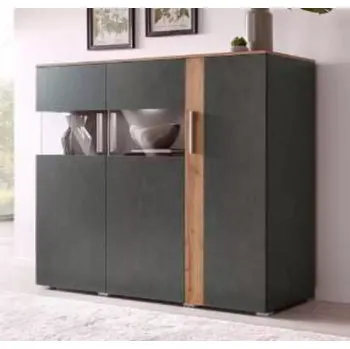 Komoda Policová komoda Dora 3 Černá/dub wotan