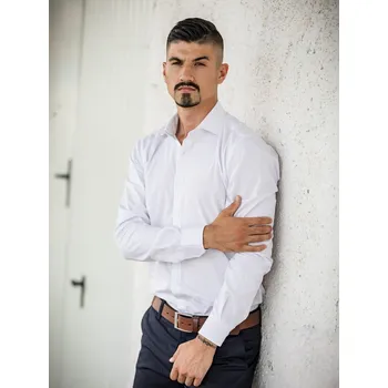 Pánská košile Pánská košile se žraločím límcem VS-PK 1843 bílá lněná, VELIKOST 2XL , STŘIH KOŠILE REGULAR