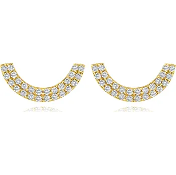 Náušnice Náušnice ze žlutého zlata 585 - obruče se dvěma řadami kubických zirkonů, puzety