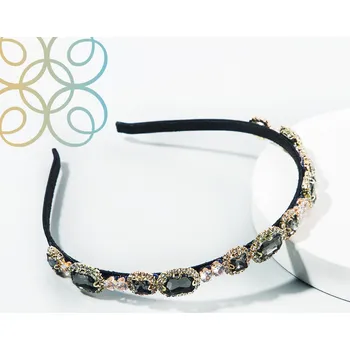 Čelenka Štrasová vlasová čelenka s kameny - více barev Černá